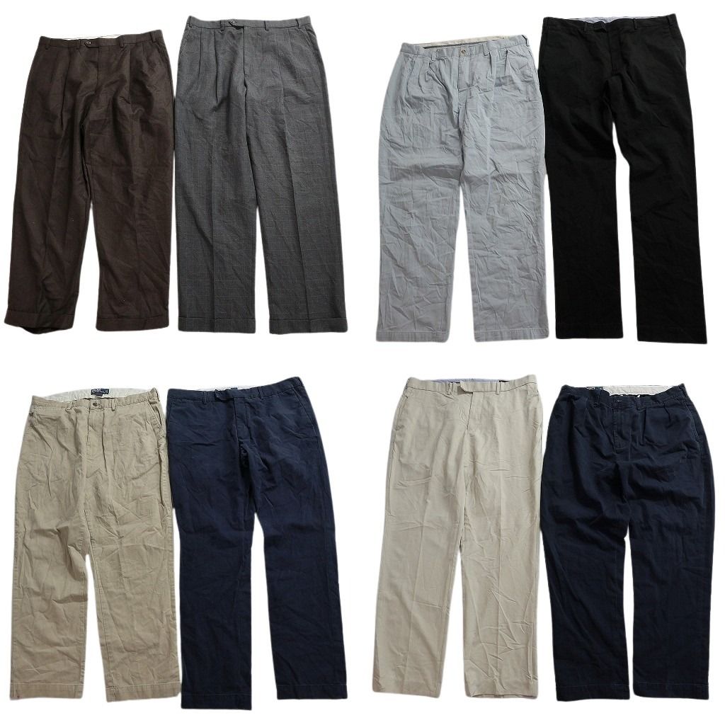 古着卸 ラルフローレン パンツ MIX セット メンズ 38 スラックス 90’s ツータック ブラック 古着 NC 9365