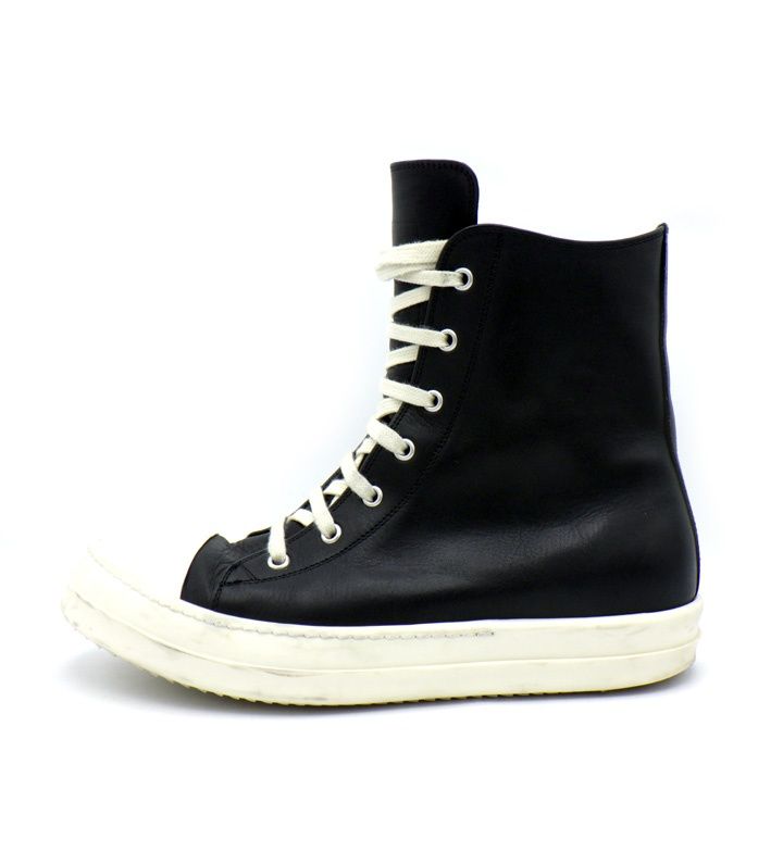 値下げ‼️美品‼️Rick Owens ラモーンズ ハイカットスニーカー43 リックオウエンス RICK OWENS 【 RAMONES 】 ラモーンズ サイドジップ