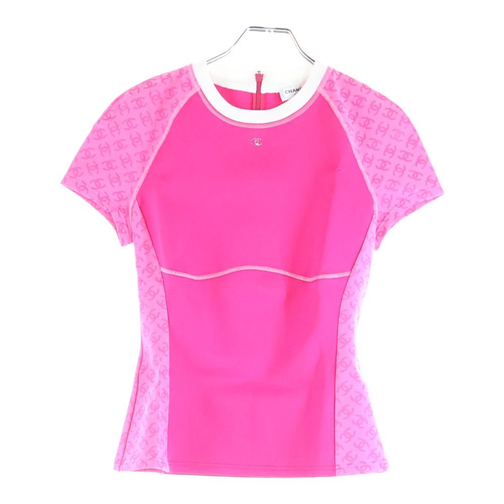 CHANEL (シャネル) ココマーク ラインストーンロゴ 柄 切り替え クルー