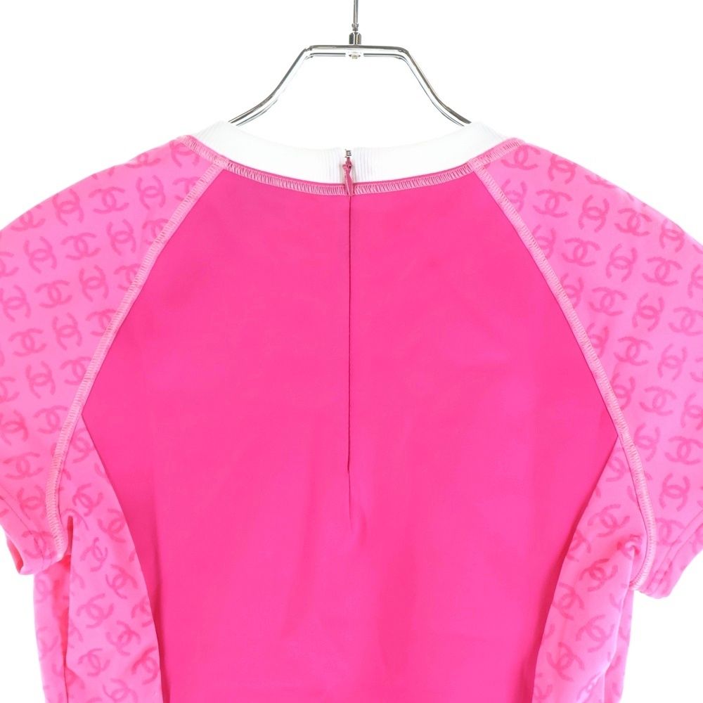 CHANEL (シャネル) ココマーク ラインストーンロゴ 柄 切り替え クルー