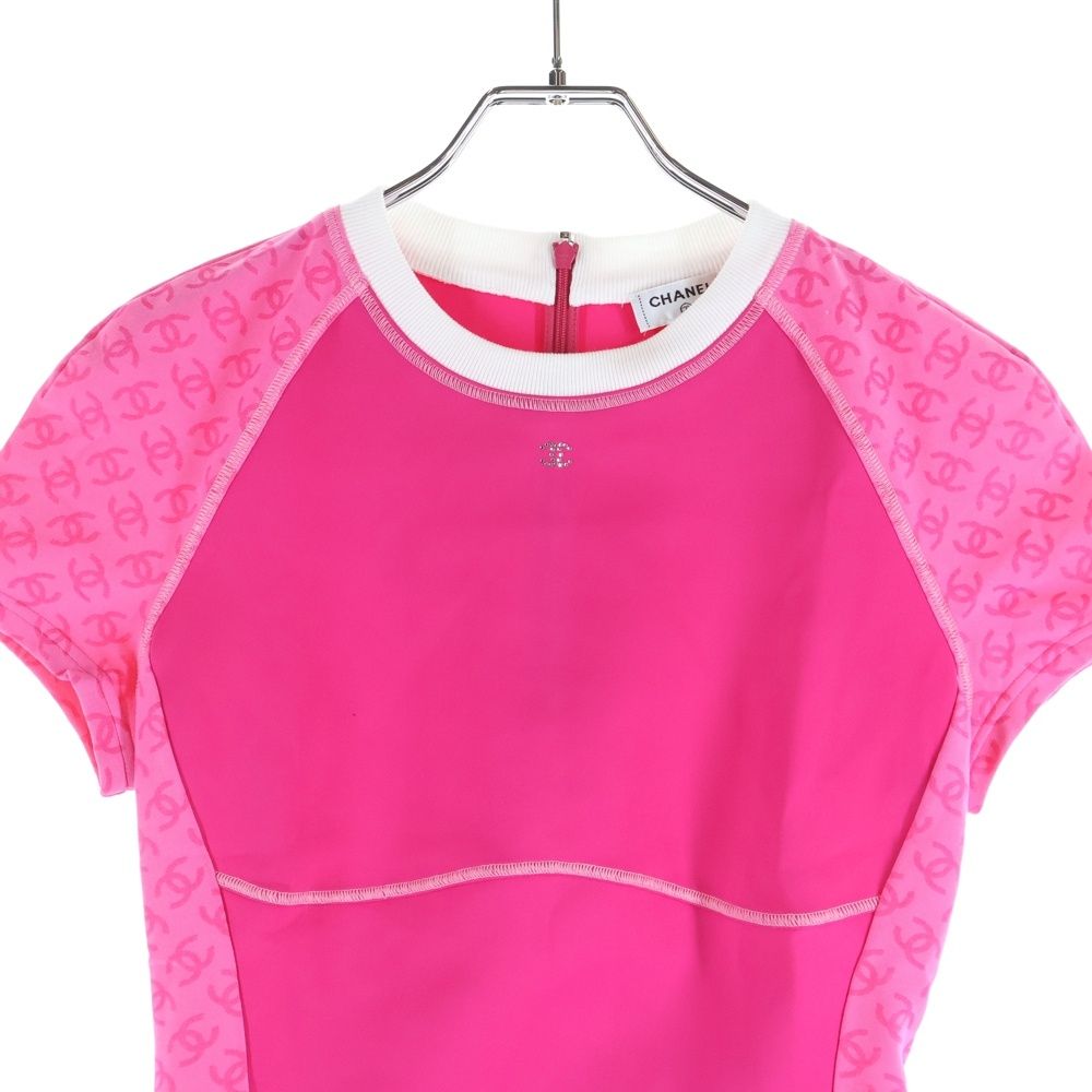 CHANEL (シャネル) ココマーク ラインストーンロゴ 柄 切り替え クルー