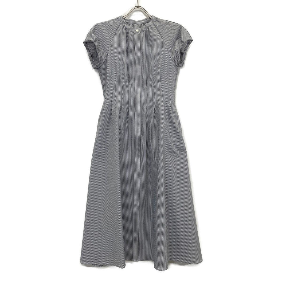 ANAYI アナイ ﾎﾜｲﾄ×ｸﾞﾚｰ ｽﾄﾗｲﾌﾟ ｼｮｰﾄｽﾘｰﾌﾞﾜﾝﾋﾟｰｽ 34