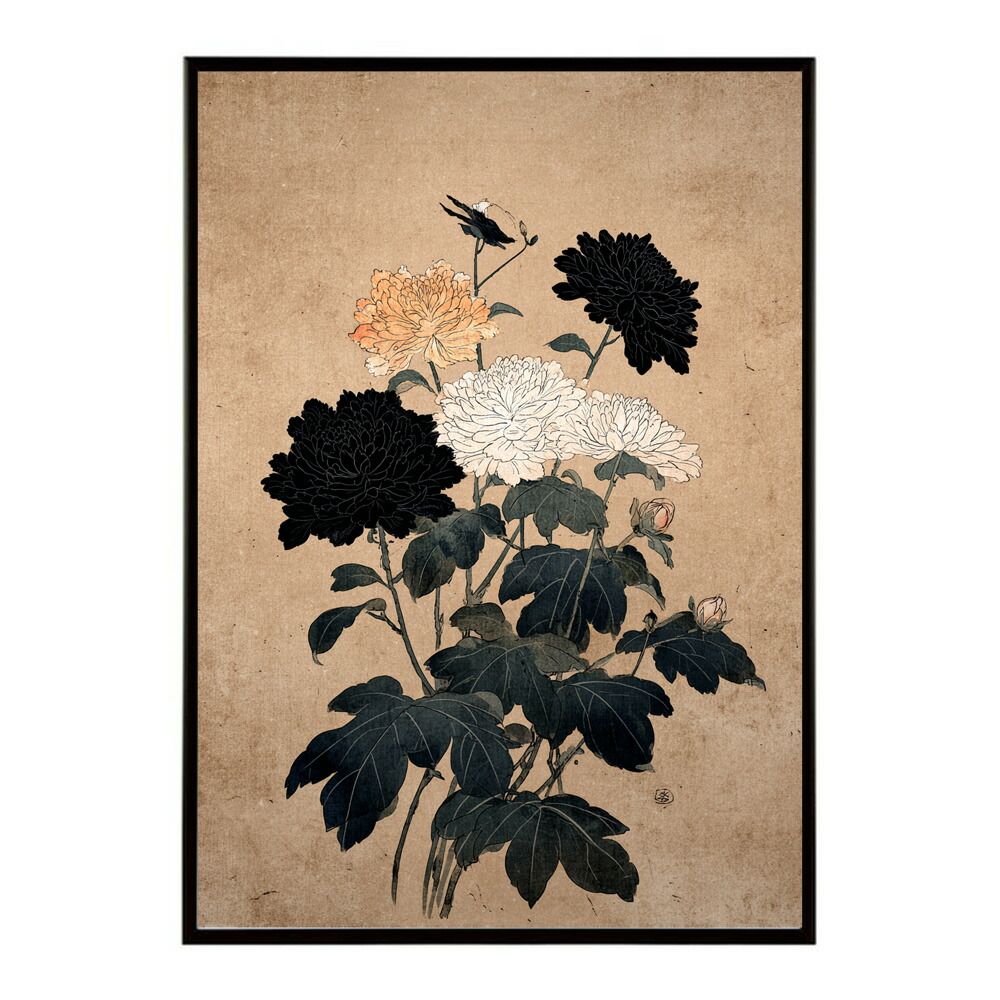 A3サイズ（約30×42cm）】【km-poster-155】レトロフラワー 花 浮世絵
