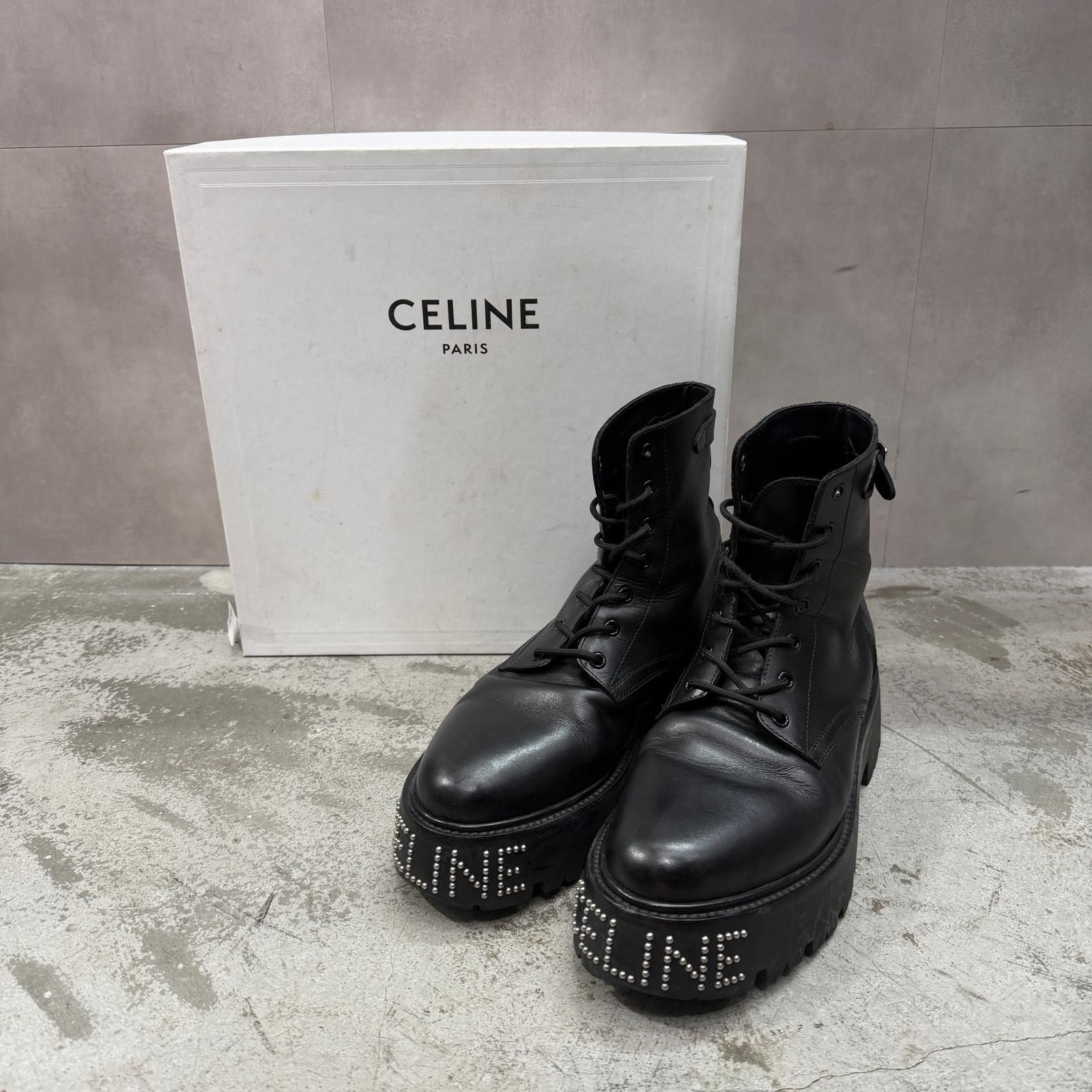 CELINE エディ期 ロゴスタッズショートブーツ ブーツ セリーヌ BE0242