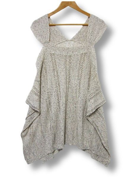 センソユニコ レース編み刺繍のノースリーブニットチュニック 重ね着用 ライトベージュ系 Mサイズ38 秋冬春用 管理番号 -251208-20-3 510