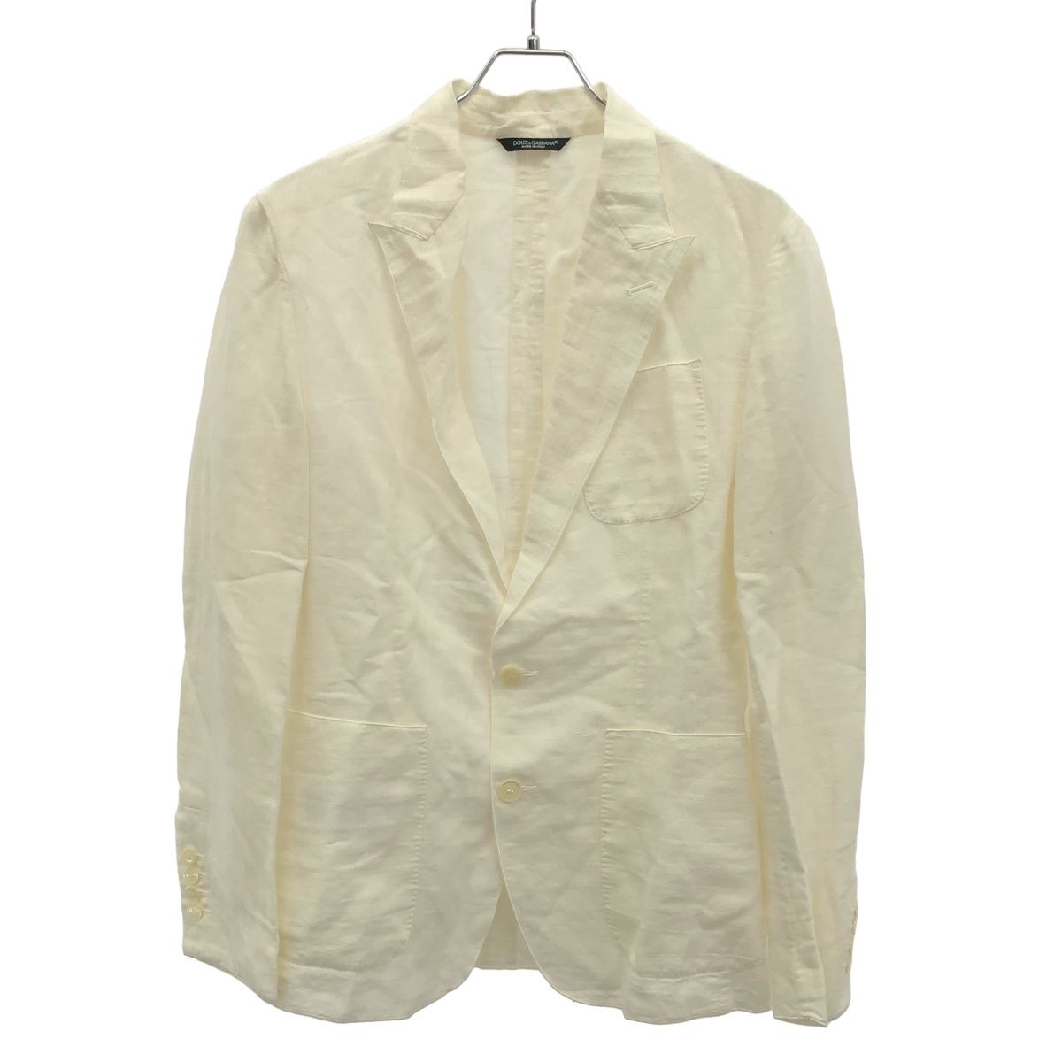 DOLCE&GABBANA SICILIA テーラードジャケット 麻 ホワイト DOLCE&GABBANA ドルチェ＆ガッバーナ リネンテーラードジャケット