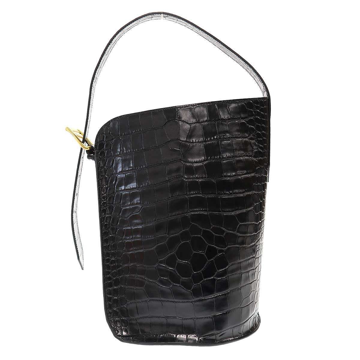 J M DAVIDSON ジェイアンドエムデヴィッドソン QUIVER BUCKET クロコエンボス クイバーバケットバッグ ブラック