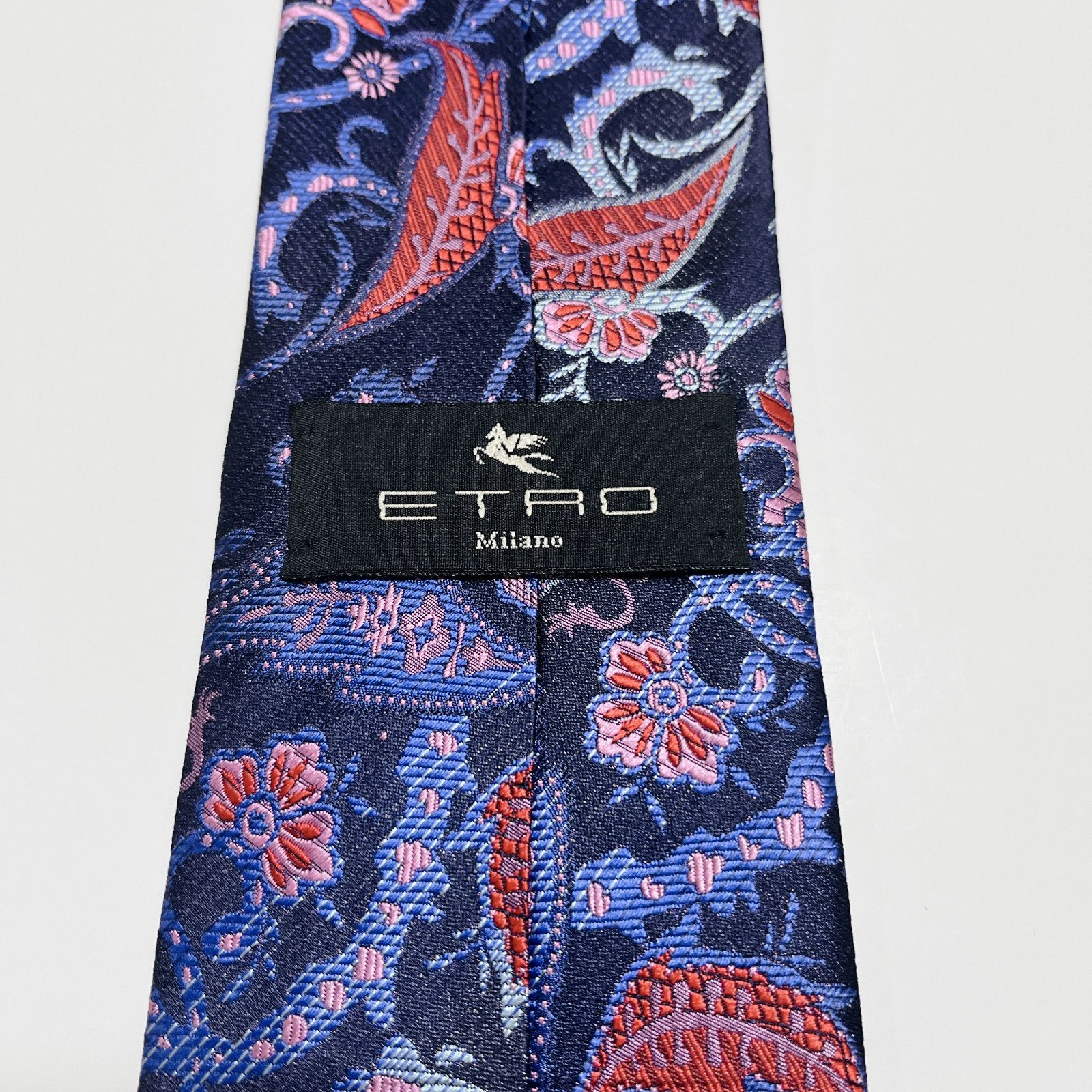 美品 エトロ ネクタイ ハイブランド ペイズリー柄 光沢 ジャガード織り