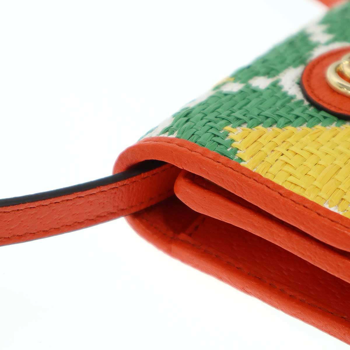 GUCCI グッチ 沖縄限定 ジャンボGG ストロー×レザー ショルダーバッグ 