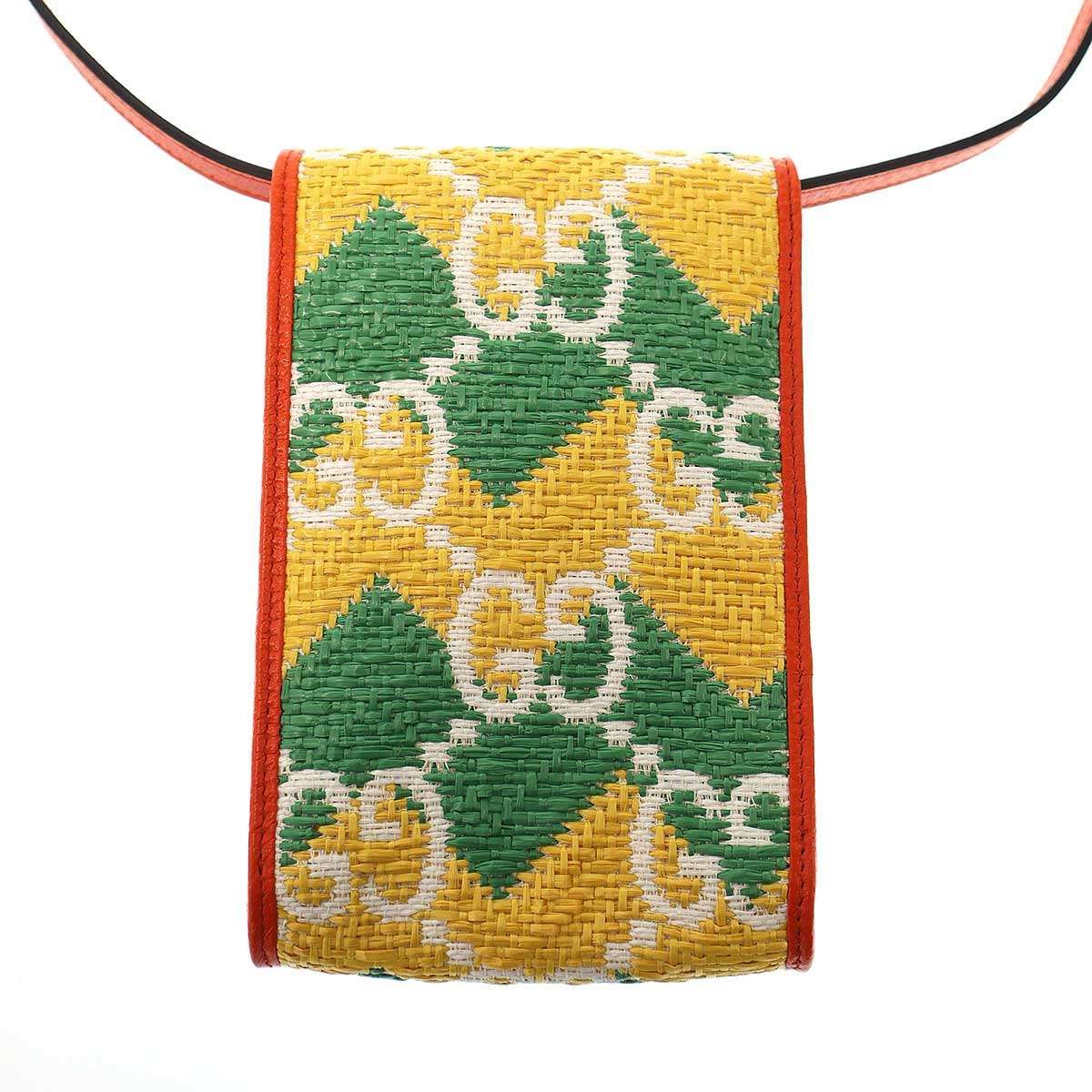 GUCCI グッチ 沖縄限定 ジャンボGG ストロー×レザー ショルダーバッグ
