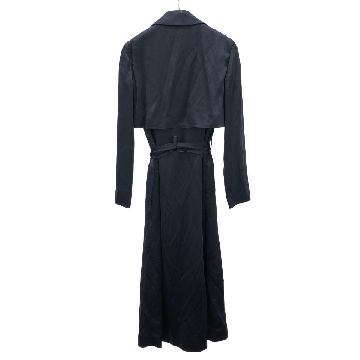 LANVIN ランバン ロングベルテッドサテンコート CO113U 3408 ブルー 34