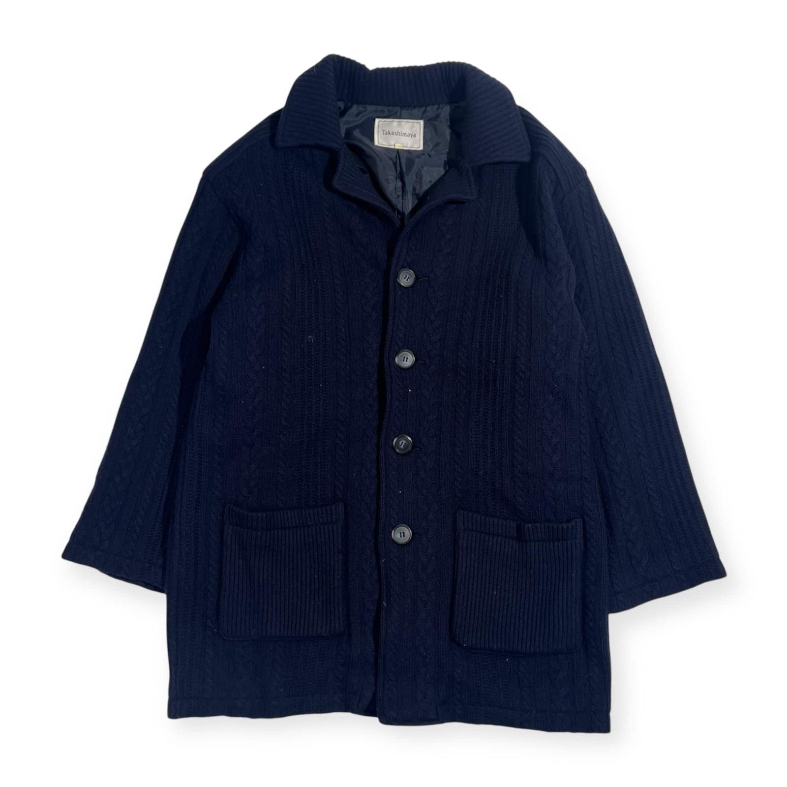 カシミヤ100% Takashimaya タカシマヤ ケーブル編み ニット ジャケット