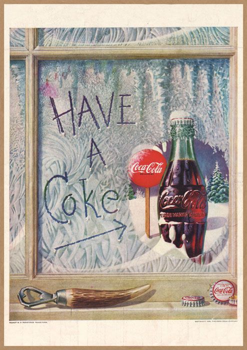 B4サイズ Coca-Cola 冬の窓際 レトロ ポスター ◇ 複製広告 コカコーラ