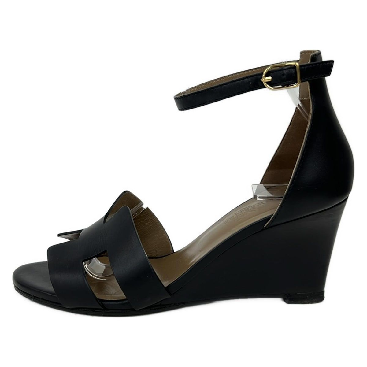 HERMES レジェンドブラックレザー サンダル HERMES(エルメス) サンダル レディース レジェンド 黒 アウトソール張