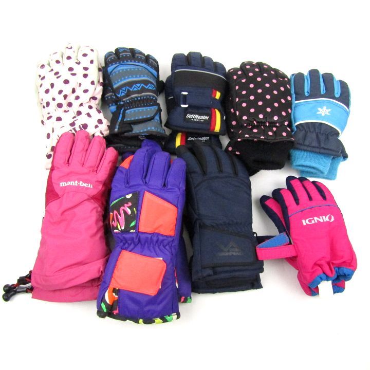 イグニオ|モンベル他 手袋 9点セット スノーグローブなど 子供用 ブランド まとめて 大量 キッズ 女の子用
