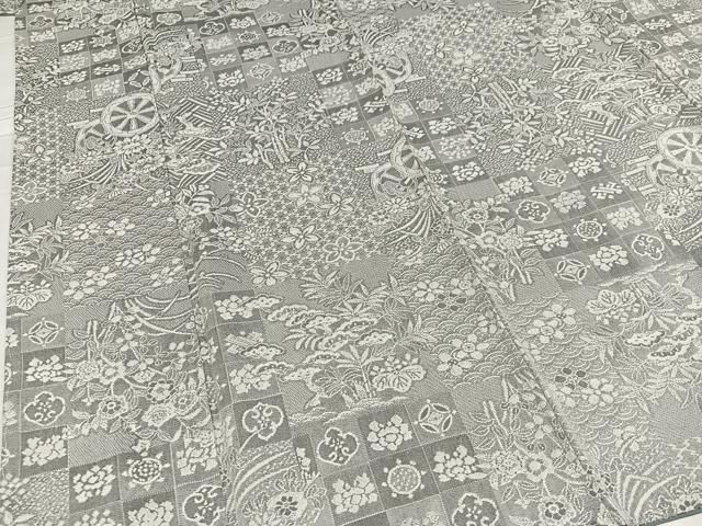 平和屋着物○山岡古都・古都染人 染織美術品 薬墨染 天目織 お召 草花