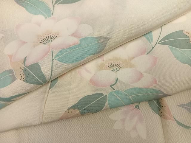  平和屋着物●長襦袢 無双仕立て 友禅 枝花文 正絹 ♥ ph 長襦袢 長襦袢 半襦袢