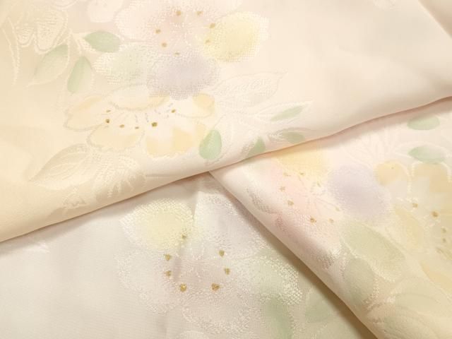 平和屋着物●長襦袢　無双仕立て　サフラン染　草花地紋　暈し染め　金彩　正絹　逸品　CABA1434gh 平和屋着物○長襦袢 無双仕立て サフラン染 草花地紋 暈し染め 金彩 正絹