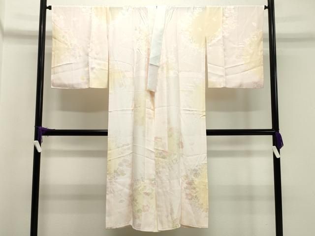  平和屋着物●長襦袢 無双仕立て サフラン染 草花地紋 暈し染め 金彩 正絹 gh 長襦袢 長襦袢 半襦袢