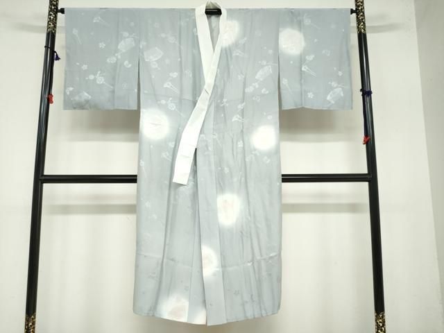 平和屋着物 長襦袢 袷 花蝶地紋 櫛 簪 蛍暈し 正絹 ud