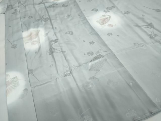 平和屋着物○長襦袢 袷 花蝶地紋 櫛 簪 蛍暈し 正絹 逸品