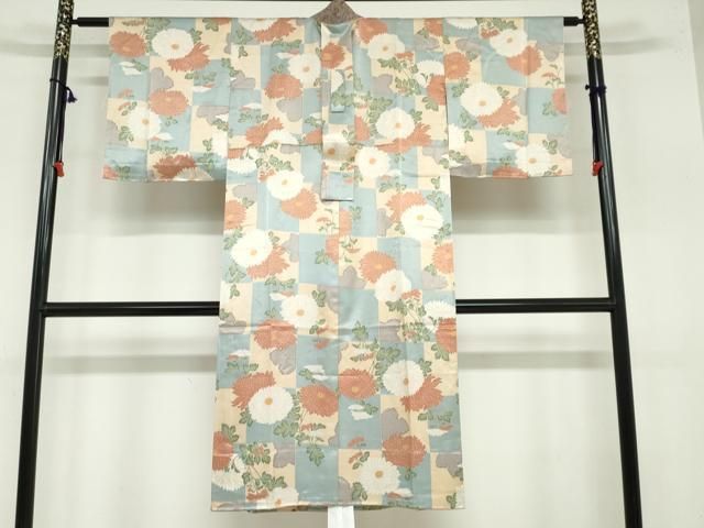 平和屋着物●長襦袢 無双仕立て 草花文 正絹 ud