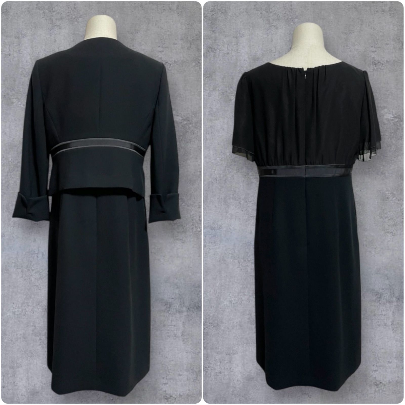 brilliantstage ブリリアントステージ 喪服 礼服 ワンピーススーツ ノー りぼん付きジャケット シフォン切替ワンピース