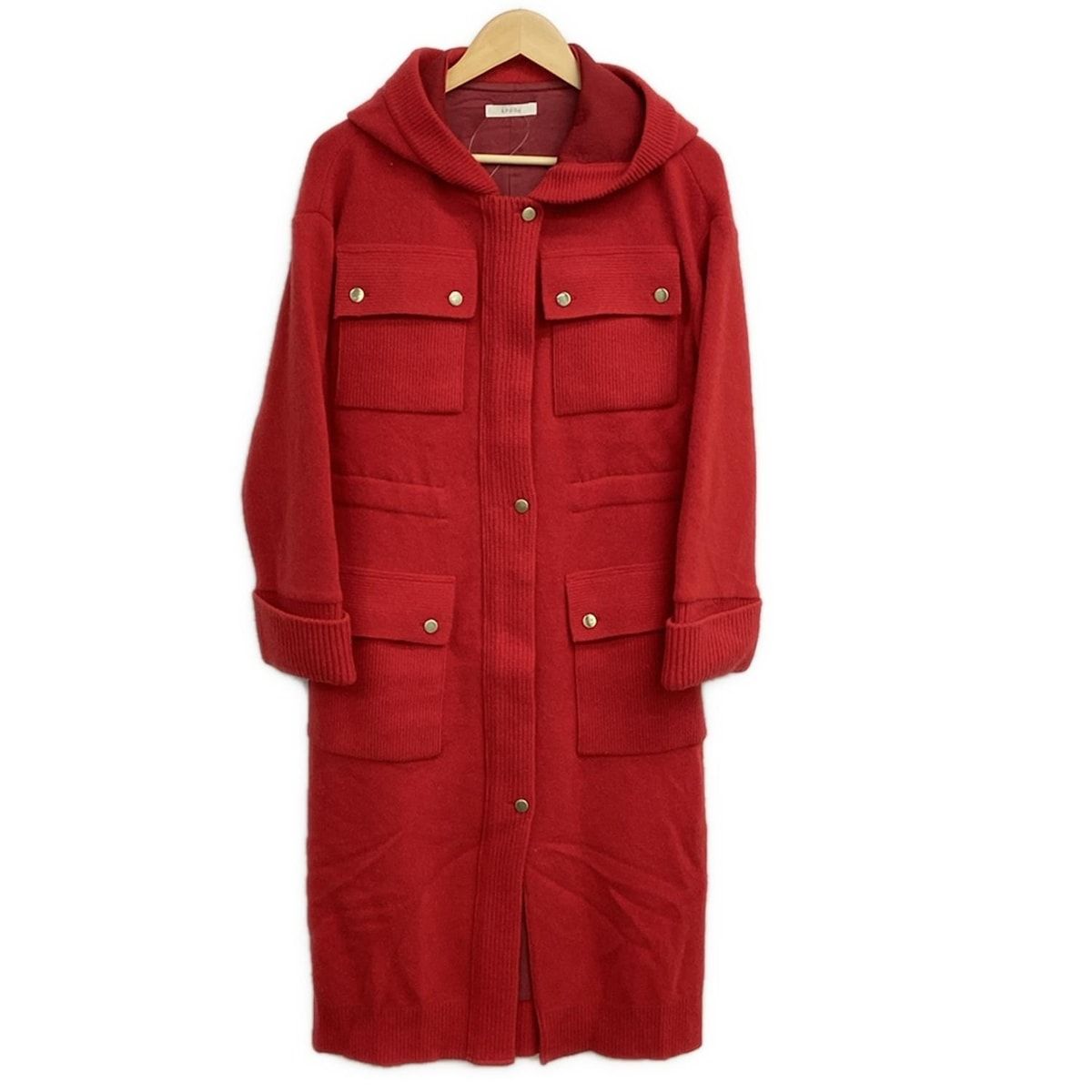 EPOCA エポカ ニット コート サイズ40 ウール モヘヤ 襟ジップ 朱色 EPOCA(エポカ) コート サイズ40 M レディース - レッド 長袖/ニット/冬