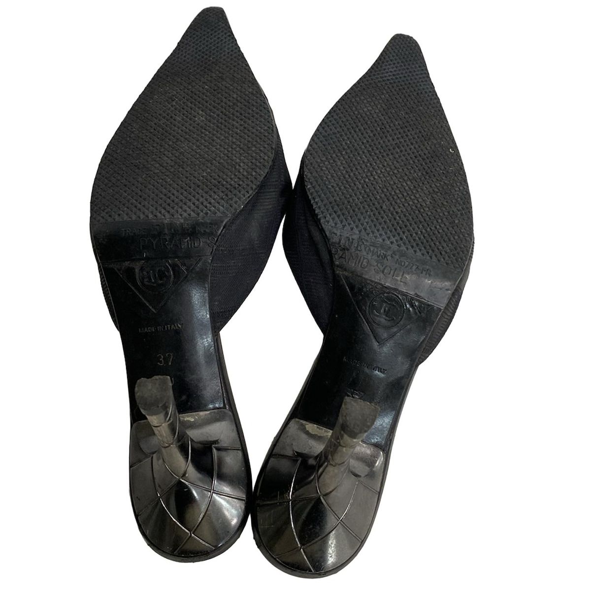 CHANEL(シャネル) ミュール 37 レディース - 黒 シルバー金具/アウト