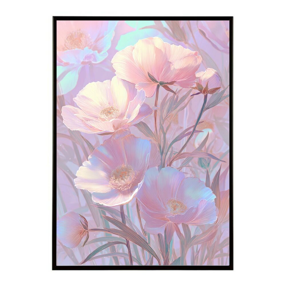 【A1サイズ（約59x84cm）】【km-poster-35】レトロフラワー 花 浮世絵 古典 花札 植物 ボタニカル リース ブーケ ポスター フレーム付き インテリア