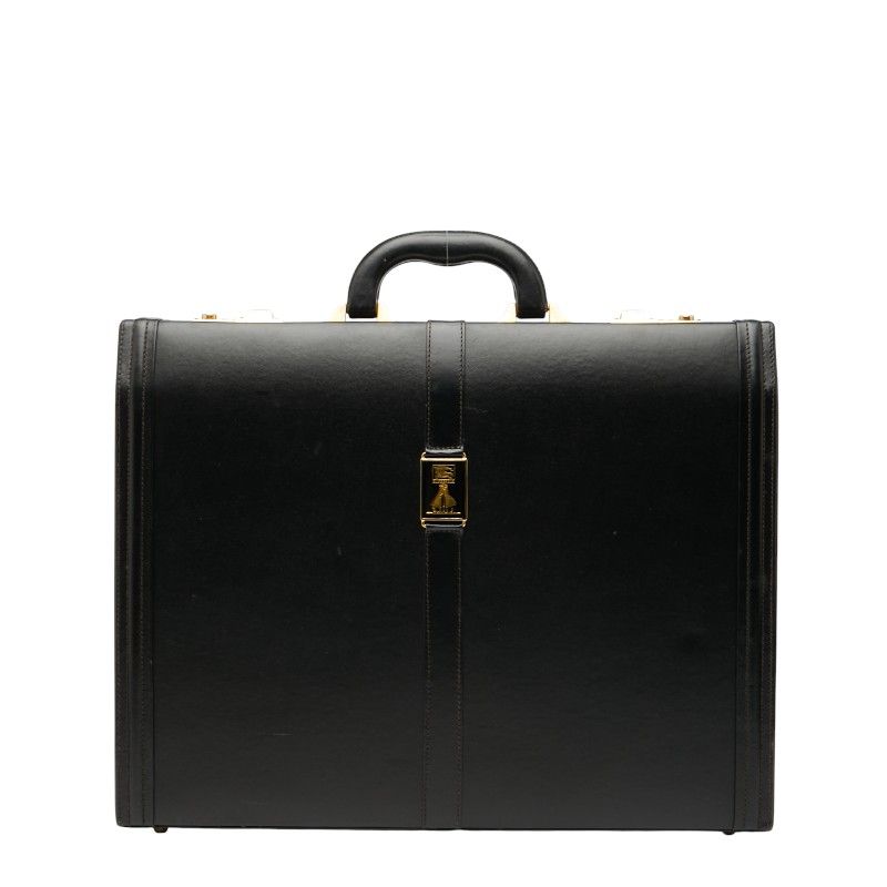 バーバリー ヴィンテージ ノバチェック ロゴ アタッシュ ブリーフケース ブラック レザー メンズ 1 0242207
