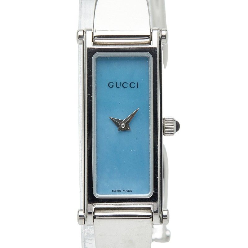 グッチ シェル文字盤 ブルー 腕時計 バングルウォッチ 1500 L ステンレススチール レディース GUCCI 1 0245027