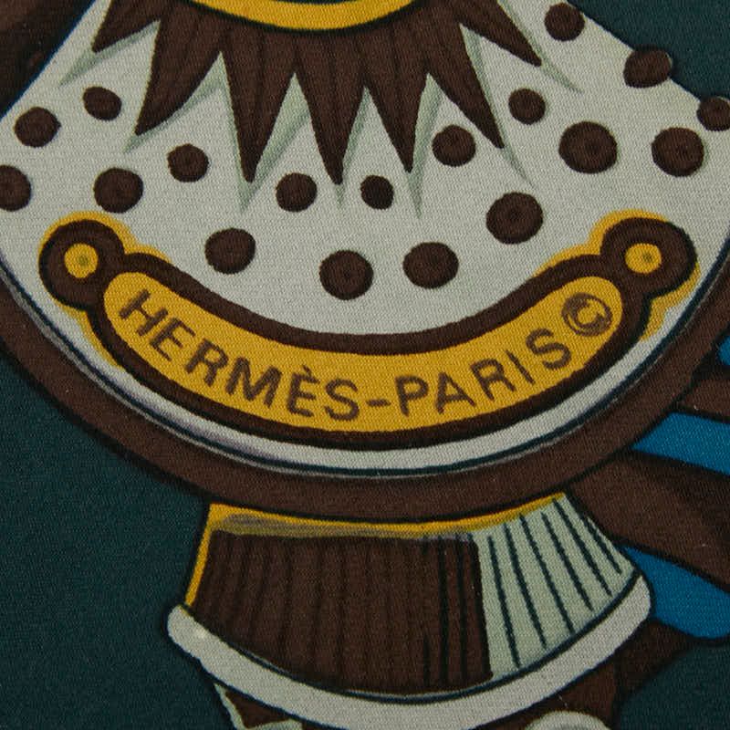 エルメス カレ90 Etendards et Bonnieres 旗 グリーン マルチカラー