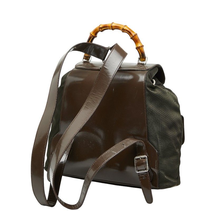 GUCCI バックパック リュック バンブー ダークブラウン パテントレザー GUCCI バックパック リュック バンブー ダークブラウン パテントレザー