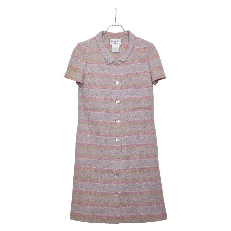 シャネル ワンピース ボーダー 半袖 サイズ 38 ピンク マルチ レディース CHANEL 1 0246170