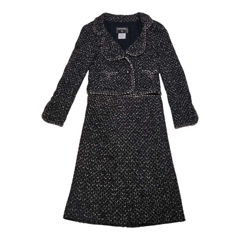 シャネル セットアップ ジャケット スカート サイズ36 ブラック ナイロン シルク モヘア レディース CHANEL 248 46991