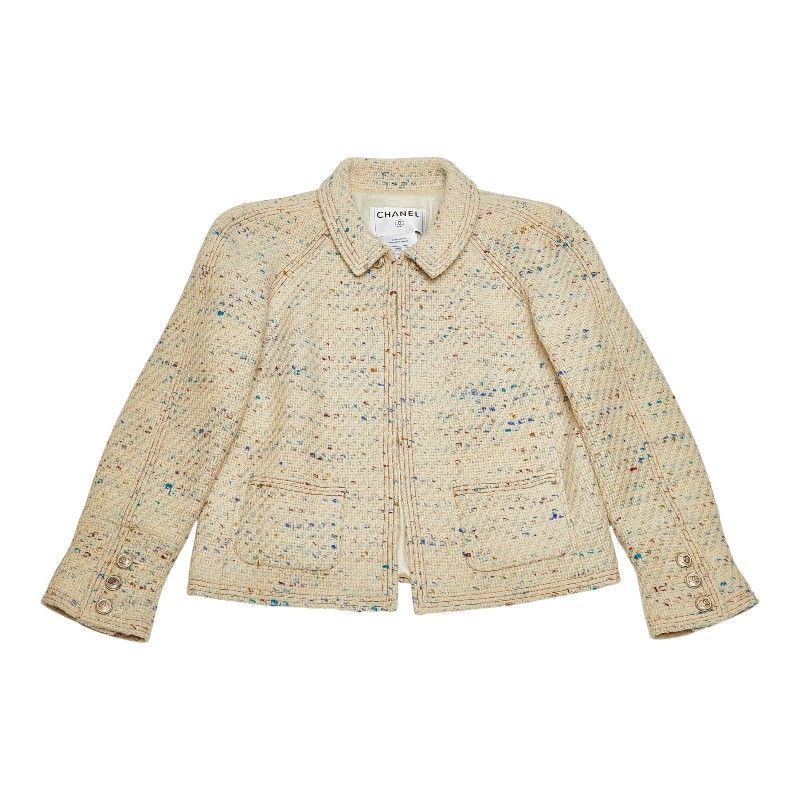 シャネル ジャケット スカート セットアップ ベージュ マルチ ツイード レディース CHANEL 248-46994