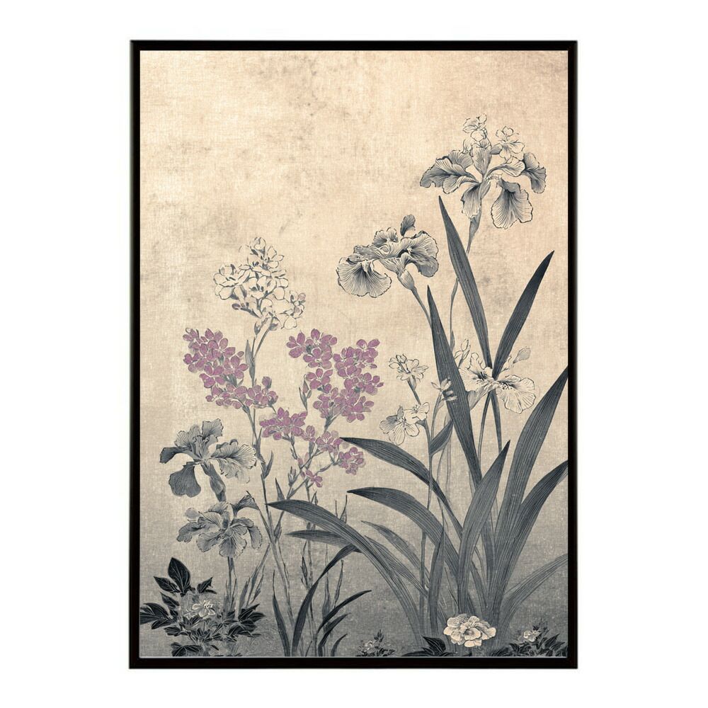 A3サイズ（約30×42cm）】【km-poster-80】レトロフラワー 花 浮世絵