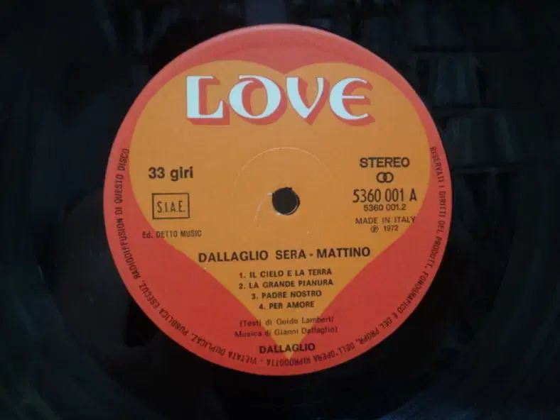 ITALY Original LP Dallaglio ー 1972 年 早い