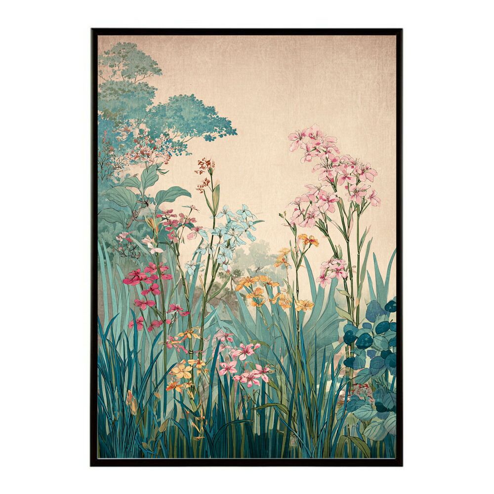 A1サイズ（約59x84cm）】【km-poster-94】レトロフラワー 花 浮世絵