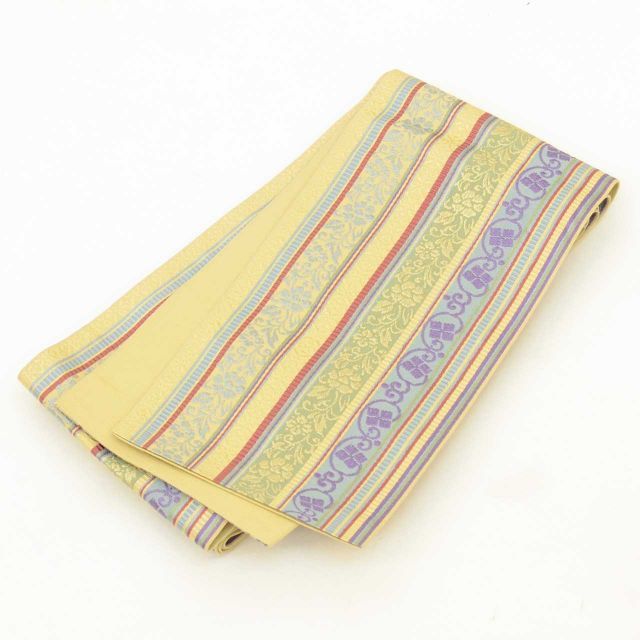 半幅帯 リサイクル 帯 博多織 博多帯 花唐草 仕立て上がり 六通柄 着物 カジュアル 浴衣 袴 紬 小紋 花火大会 お祭り kimono リユース kkb 4235 b