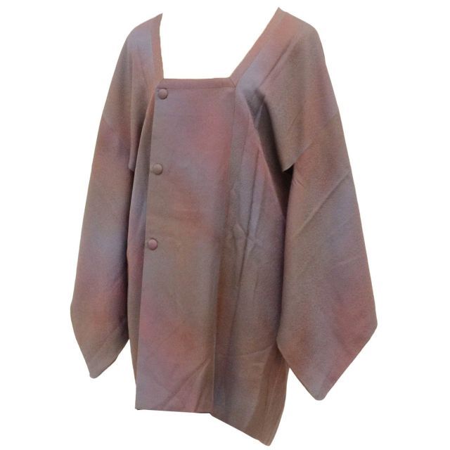 道行コート リサイクル着物 正絹 絹 リバーシブル ふくれ織 身丈82 cm 裄丈64 紫 ぼかし ロング丈 SILK シルク リユース uu 2240 b