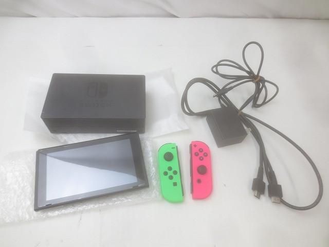 品 ゲーム Nintendo switch ニンテンドースイッチ 本体 HAC-001 ジョイコン ネオンピンク グリーン 動作品
