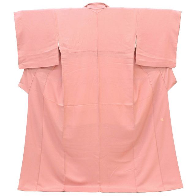 リサイクル着物 色無地 無地 正絹 絹 Lサイズ ちょっとふくよかL 特品 身丈164.5 cm 裄丈70 袷 仕立て上がり 落款有り 作家物 ピンク あられ SILK シルク リユース uu 2226 b