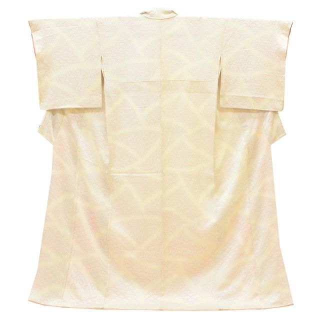 リサイクル着物 小紋 着物 正絹 絹 LLサイズ 高身長 大きめサイズ トールサイズ 身丈166 cm 裄丈69.5 袷 仕立て上がり 絞り 白 青海波 SILK リユース uu 2172 b