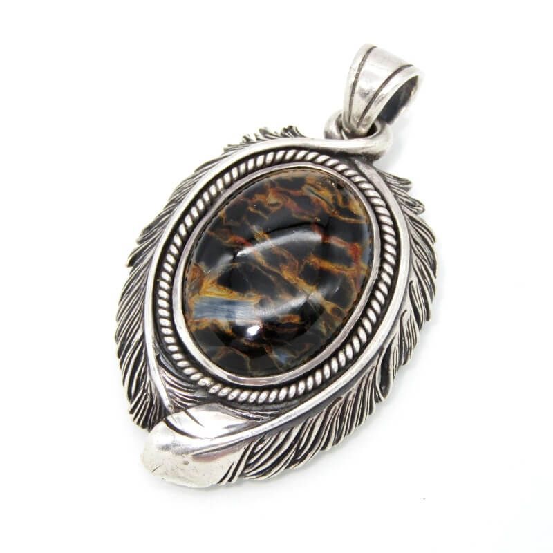 SAAD サード ペンダント フェザー ピーターサイト 天然石 トップ SV925