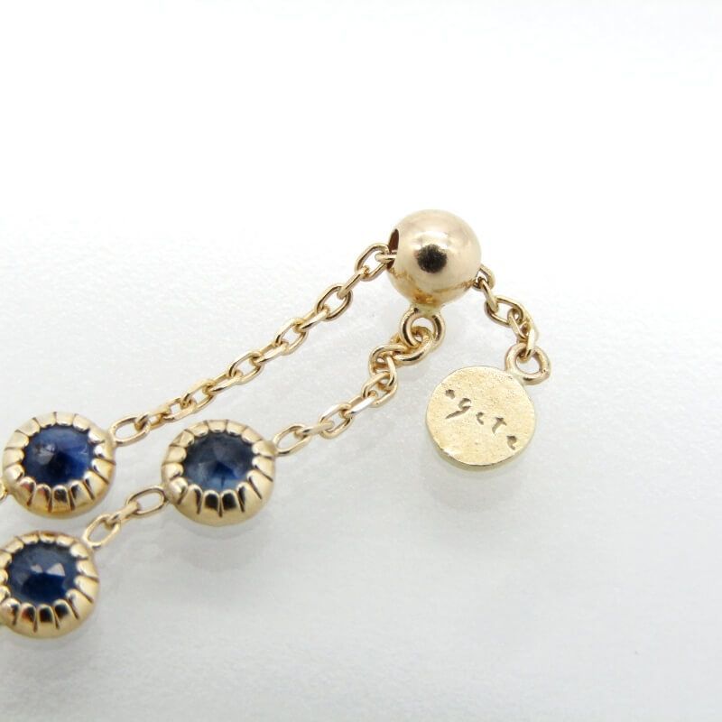 美品 agete アガット リング K10YG サファイア チェーン 10134111039