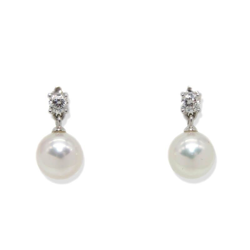 TASAKI タサキ 田崎真珠 ピアス パール K 18 WG ダイヤモンド ホワイトゴールド 0 07 ct レディース 両耳用 セット Au 750