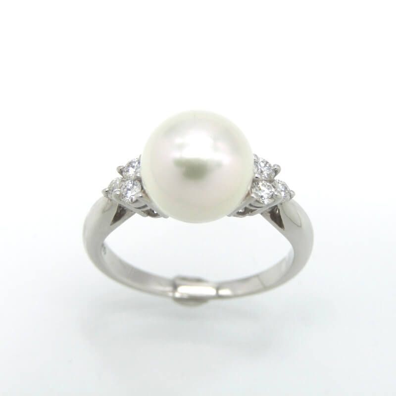 美品 MIKIMOTO ミキモト リング パール Pt950 ダイヤモンド 8.7mm幅