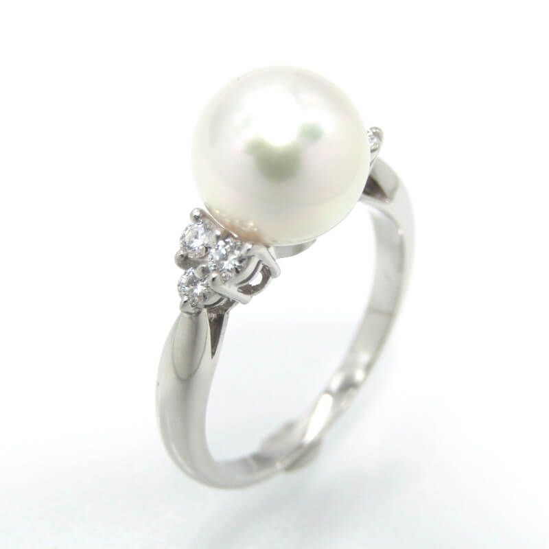 美品 MIKIMOTO ミキモト リング パール Pt950 ダイヤモンド 8.7mm幅